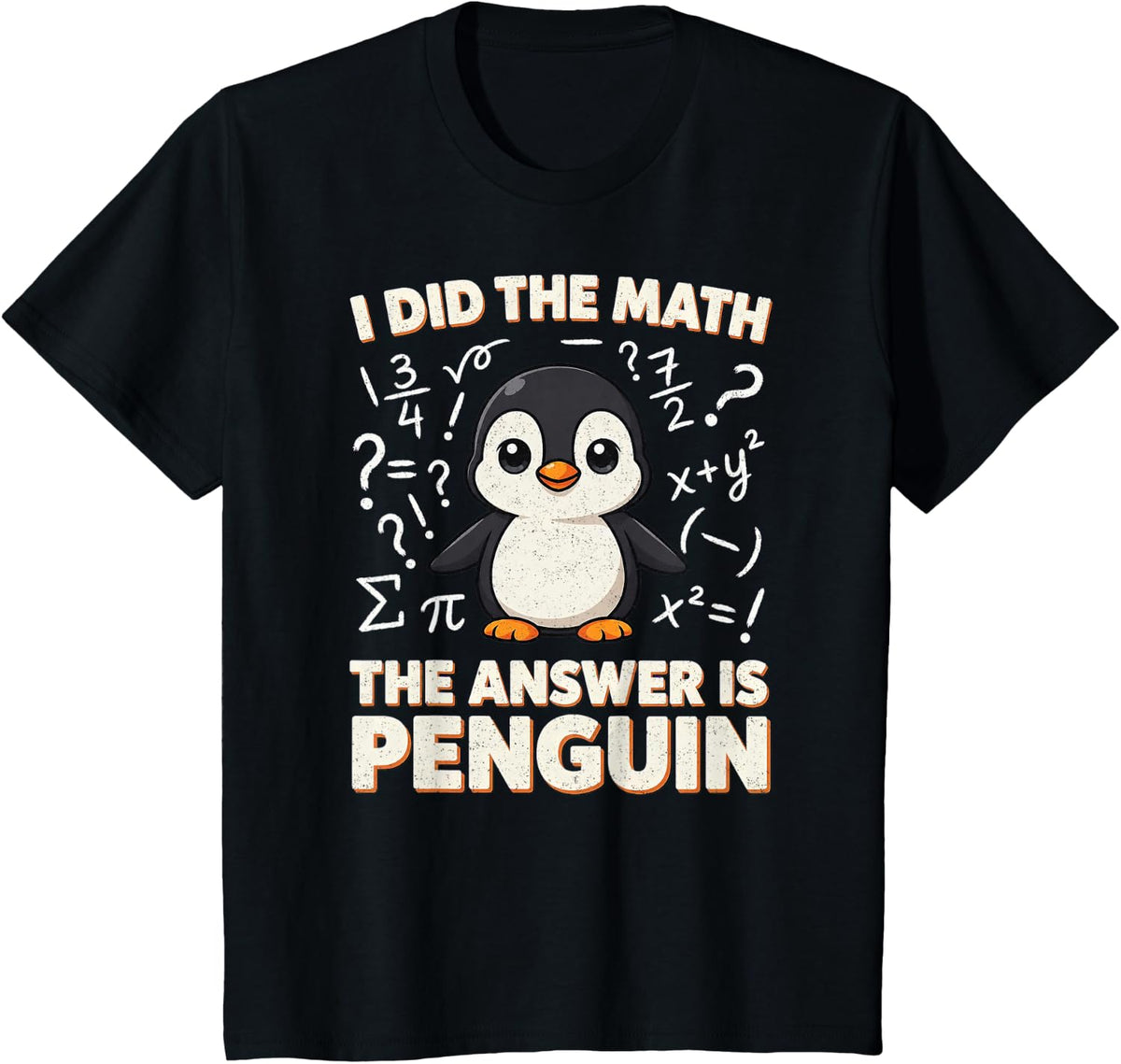 Funny Penguin Math Humor Cute Animal Lover Answer T-Shirt - Black