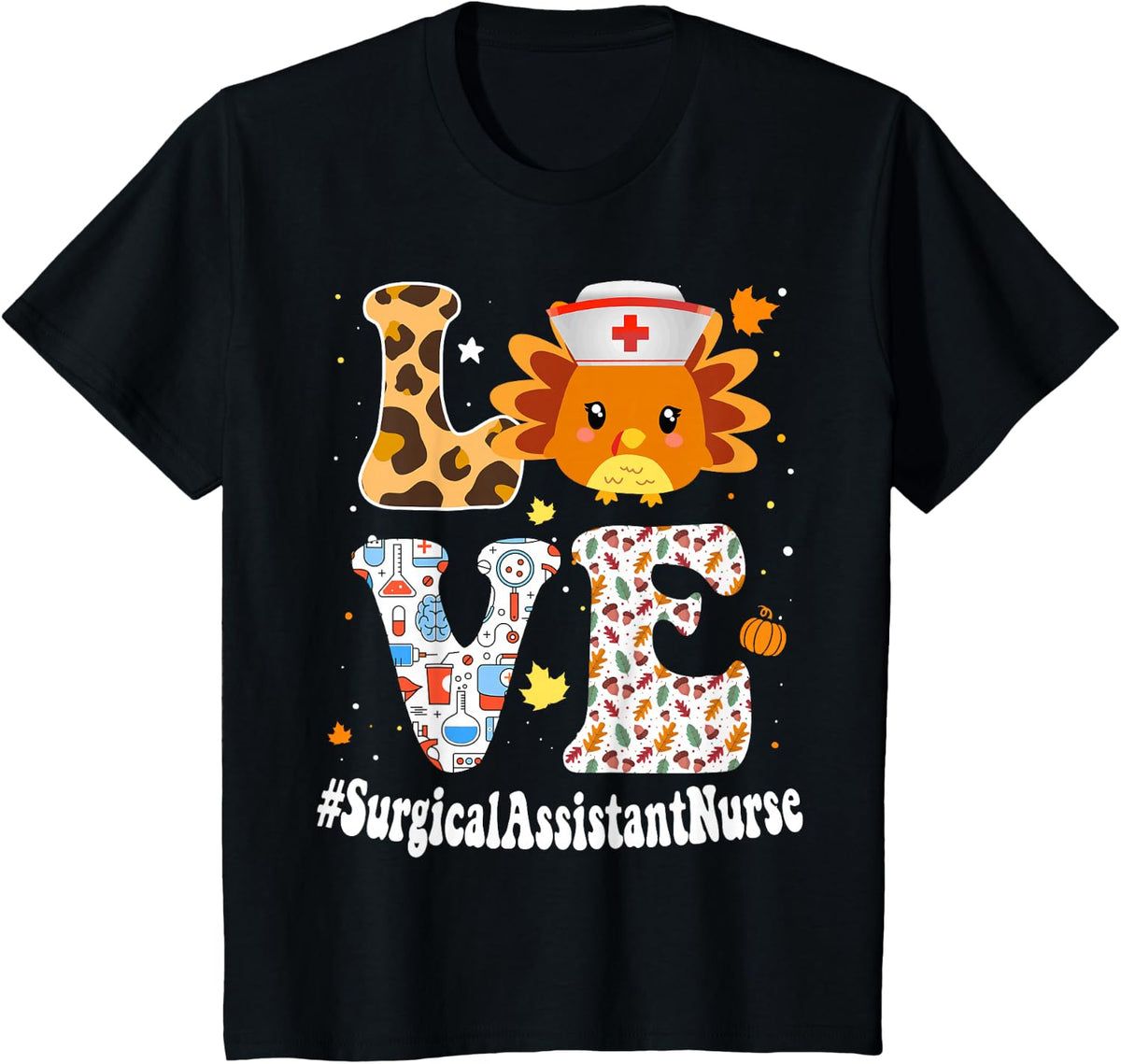 Gobble Gobble Thanksgiving Surgical Assistant Nurse Turkey T-Shirt - Black
