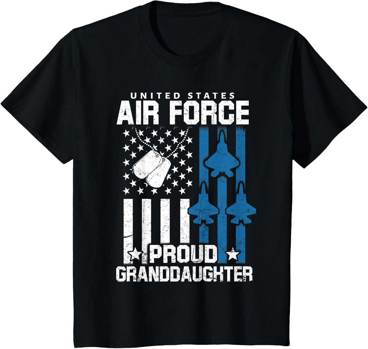Proud Granddaughter of US Air Force Veteran Family Matching T-Shirt - Black