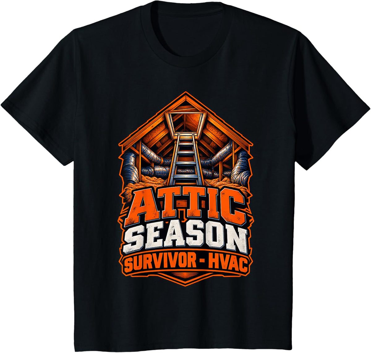 Attic Season Survivor - HVAC Funny HVAC Technician T-Shirt - Black