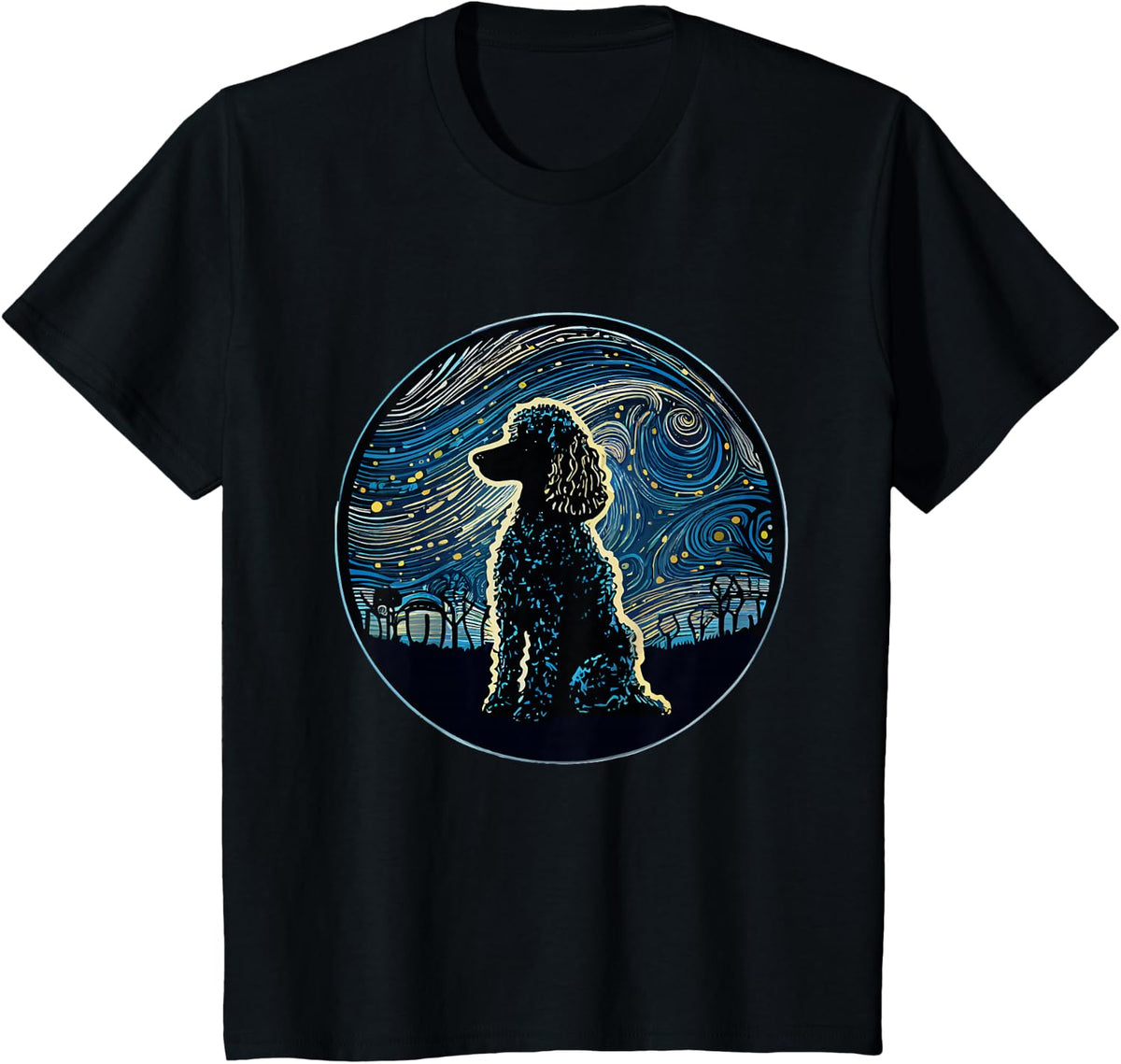 Poodle Starry Night Van Gogh Poodle Mom Dad Owner T-Shirt - Black