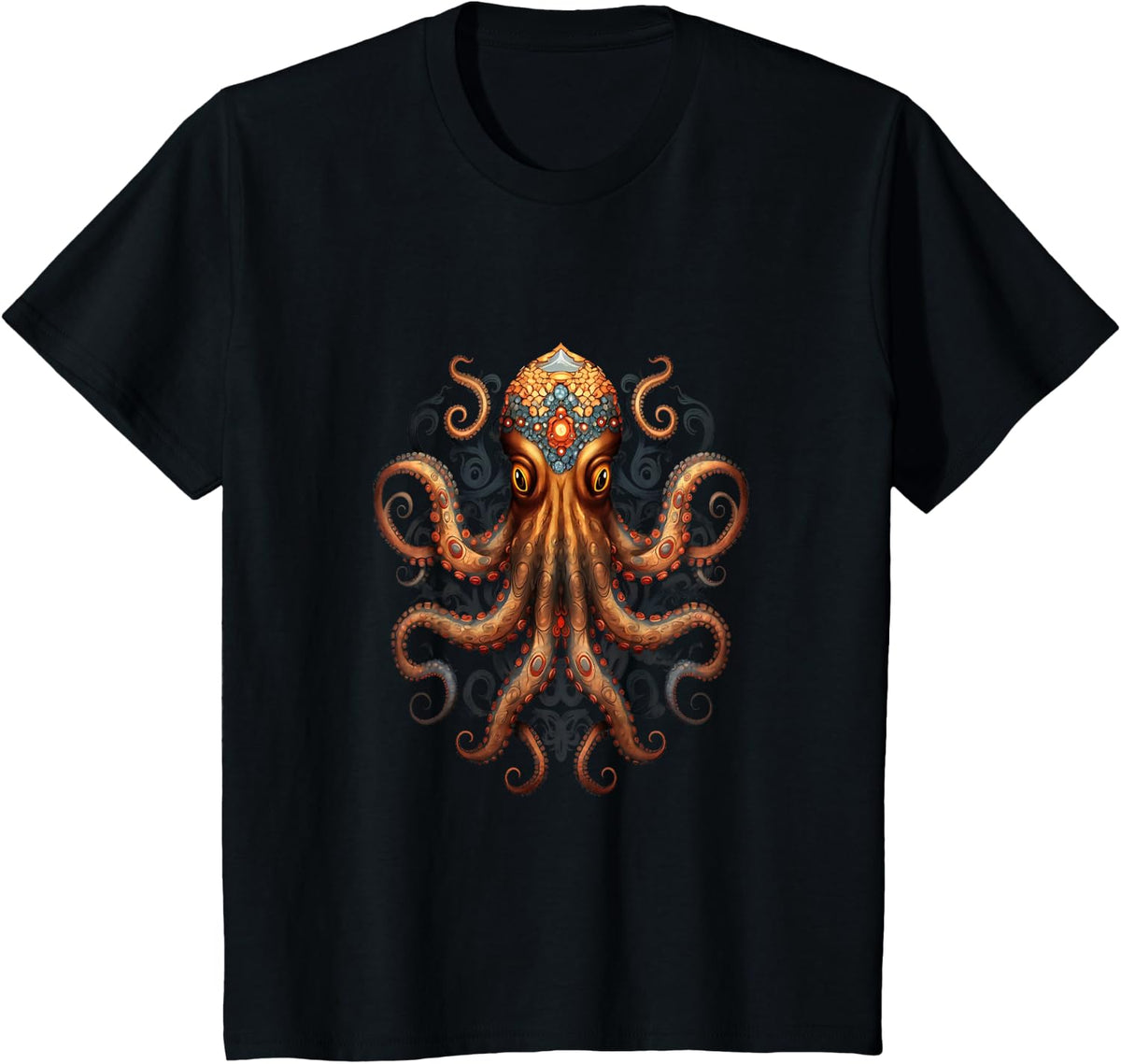 Octopus Mandala Sea Ocean Animal Artwork Meditation Boho T-Shirt - Black