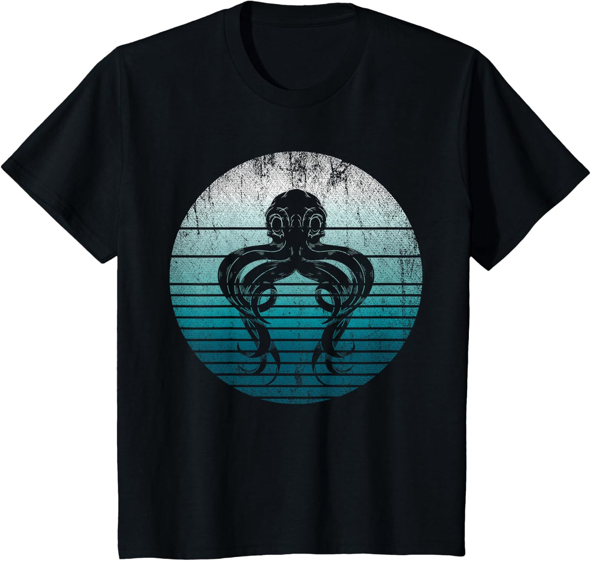 Retro Kraken Octopus T-Shirt - Black
