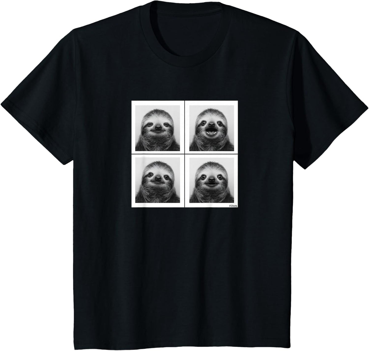Funny Sloth Faces Photo Booth Picture T-Shirt - Black