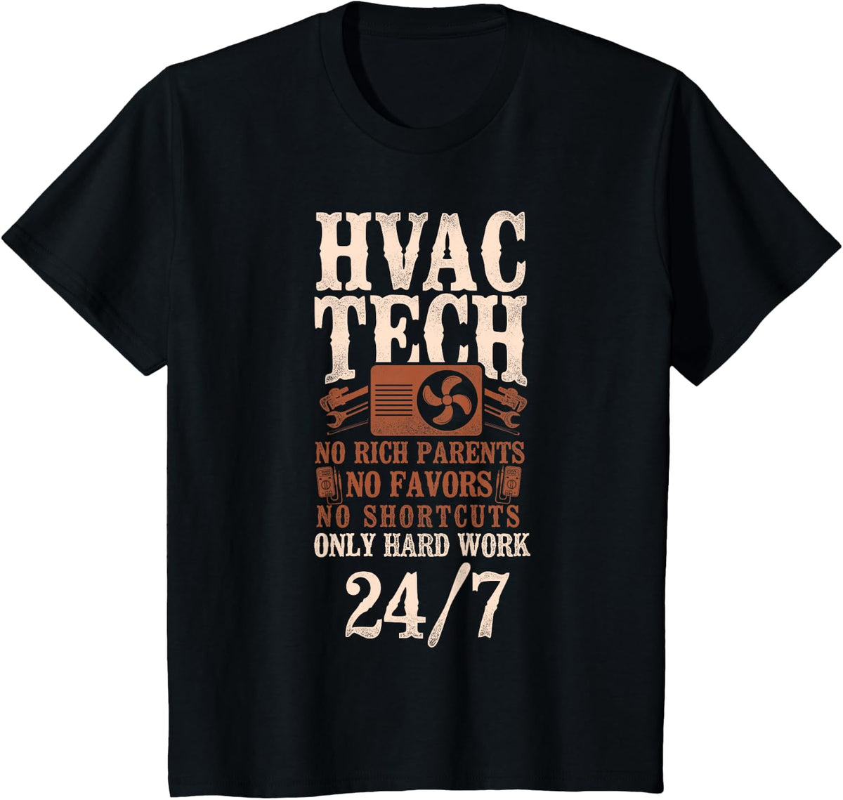 HVAC Technician Tech Vintage Hvac Tech No Rich Parents No T-Shirt - Black