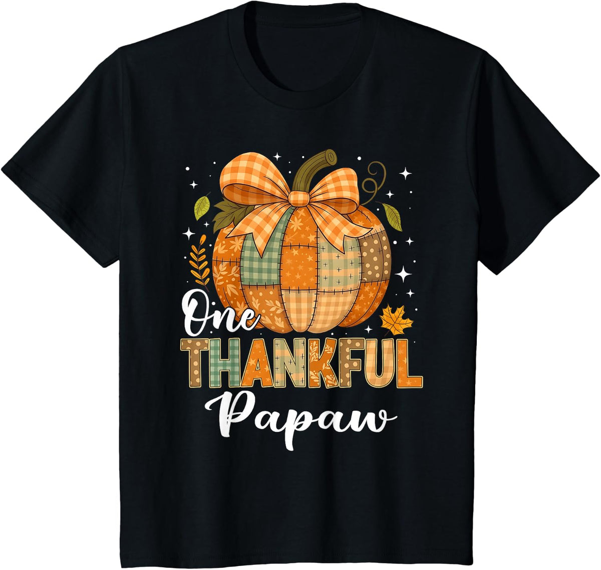One Thankful Papaw Funny Fall Autumn Thanksgiving T-Shirt - Black