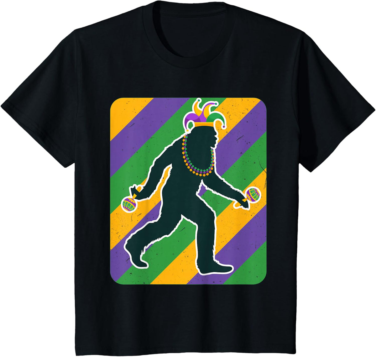 Fun madi mardi gras bigfoot sasquatch mardi gras clothes men T-Shirt - Black