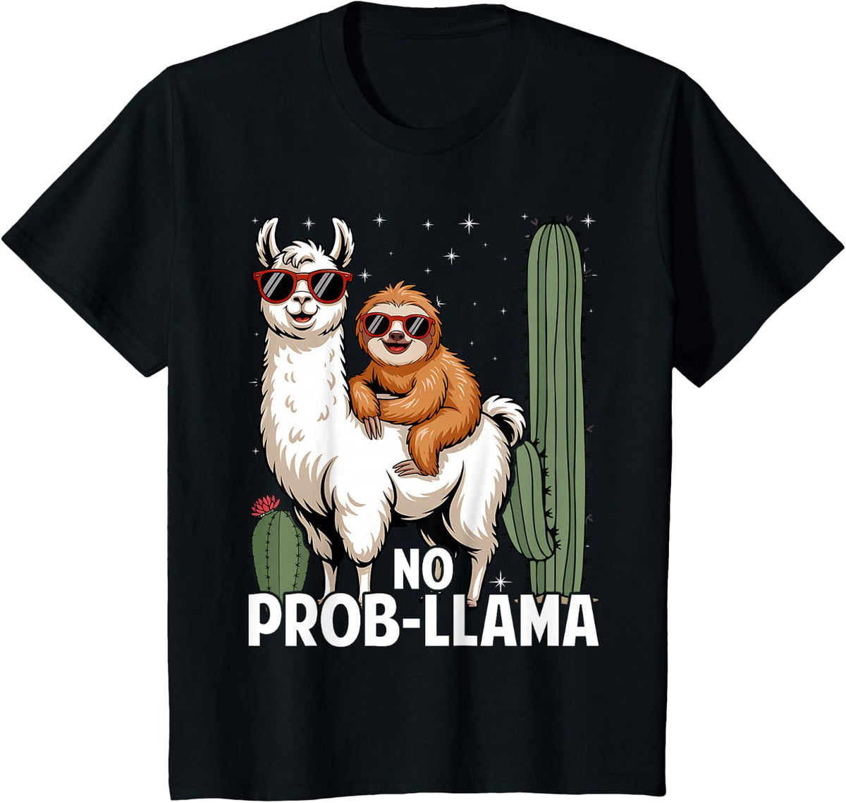 Sloth Riding On Llama No Prob-Llama Llama T-Shirt - Black