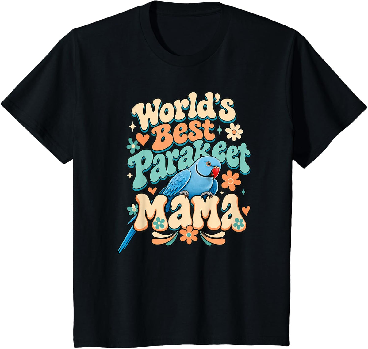 World's Best Parakeet Mama Bird Mom T-Shirt - Black