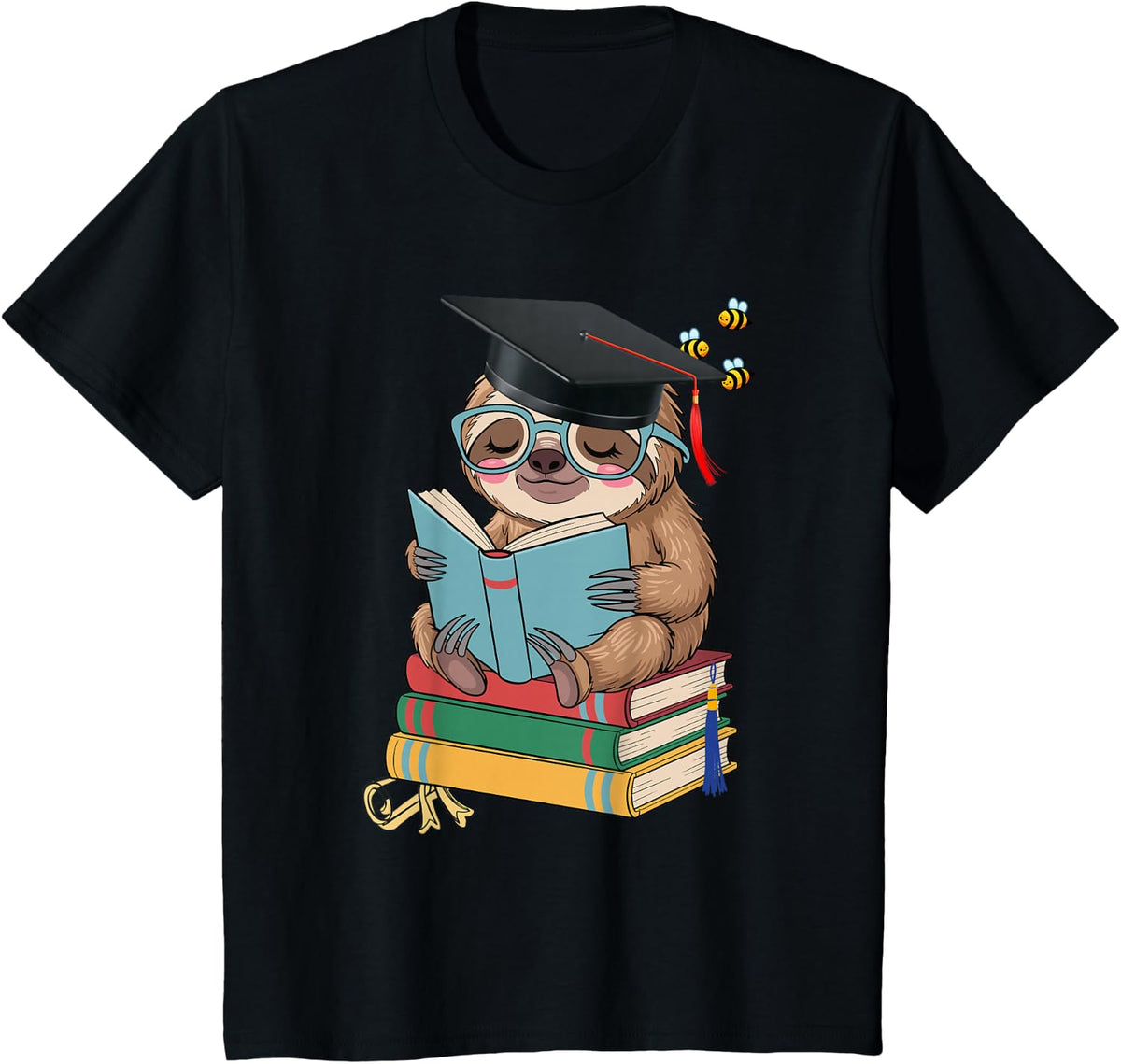 Educated Sloth Reading a Book T-Shirt - Black