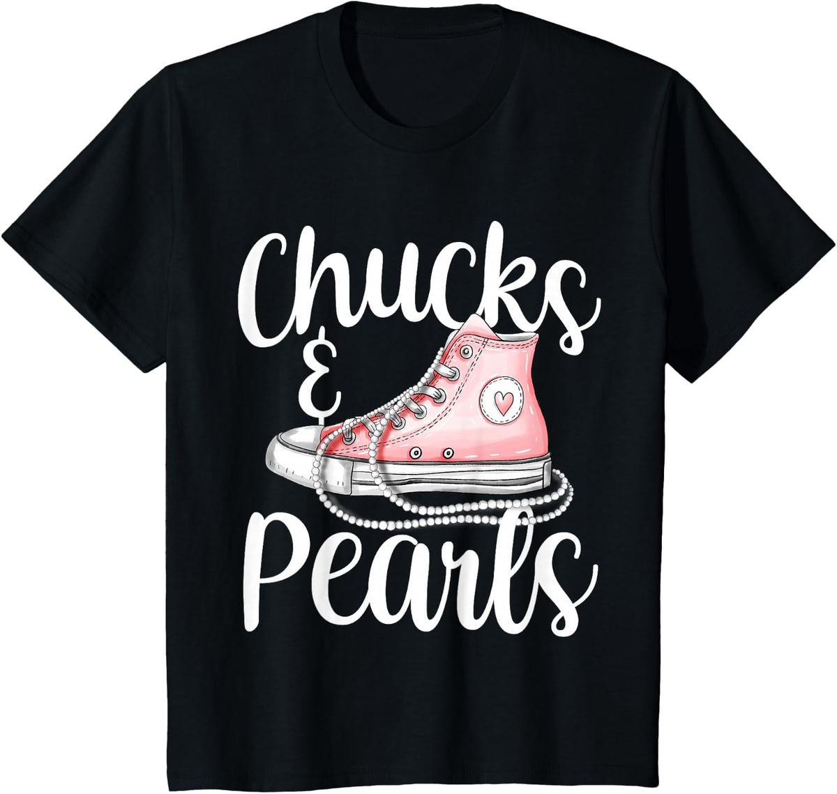 Chucks And Pearls Democrat Gift US President Kamala Harris T-Shirt - Black