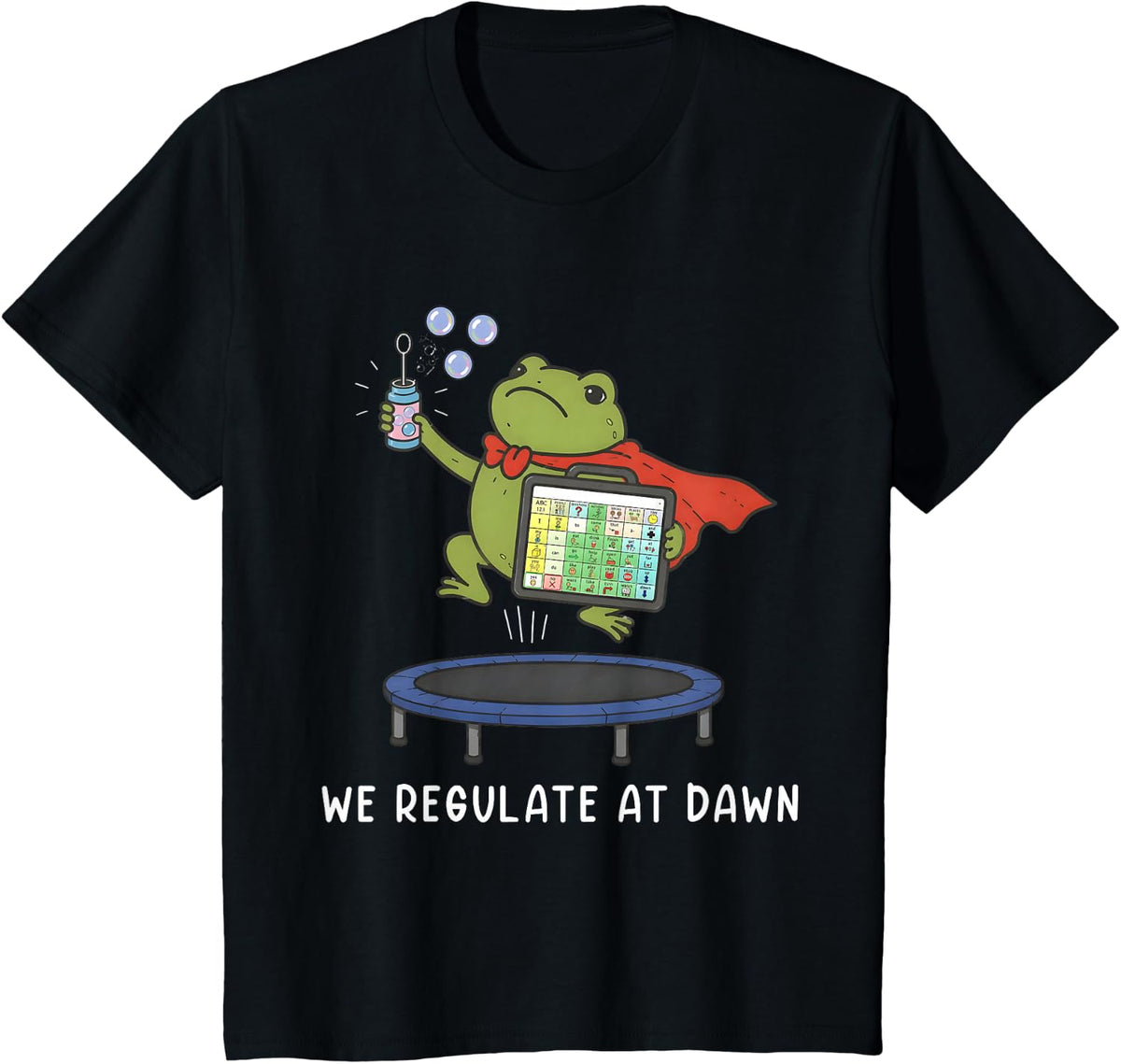 We Regulate At Dawn Inclusion Neurodiversity SPED Team Frog T-Shirt - Black