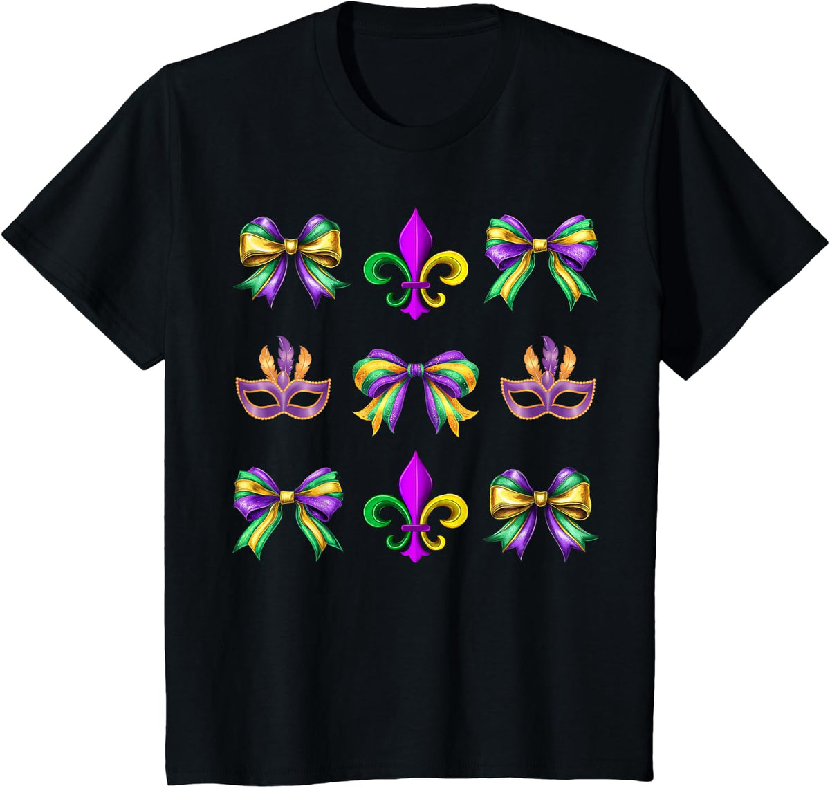 Mardi Gras Coquette Bow Carnival New Orleans Trip Women Kids T-Shirt - Black