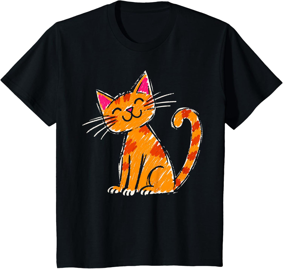 Cat Lover Happy Orange Tabby Kitten T-Shirt - Black