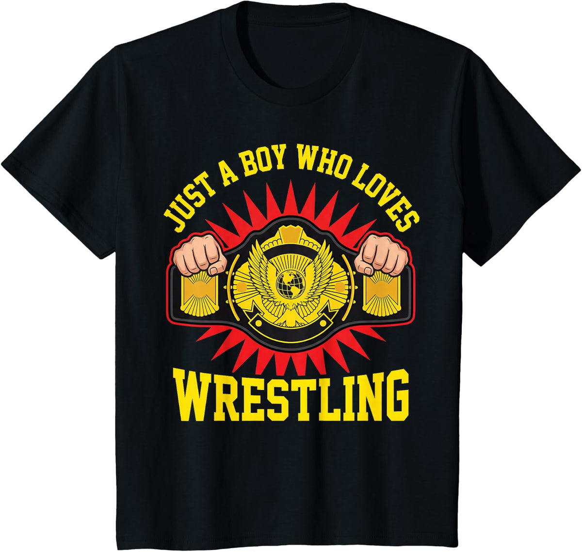 Just A Boy Who Loves Wrestling T-Shirt - Black
