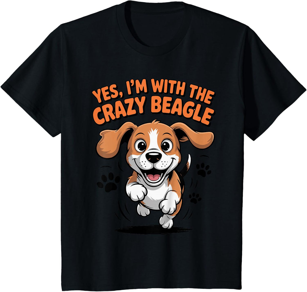 Funny Cute Pet Dog Breed Puppy Yes I'm with the Crazy Beagle T-Shirt - Black