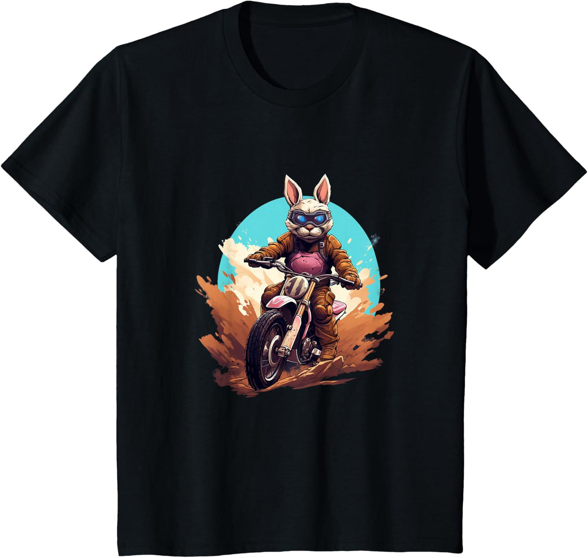 Cool dirt bike bunny for Easter and motorcycle lovers T-Shirt - Black