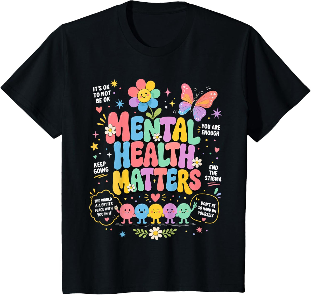 Positive Mental Health Matters T-Shirt - Black