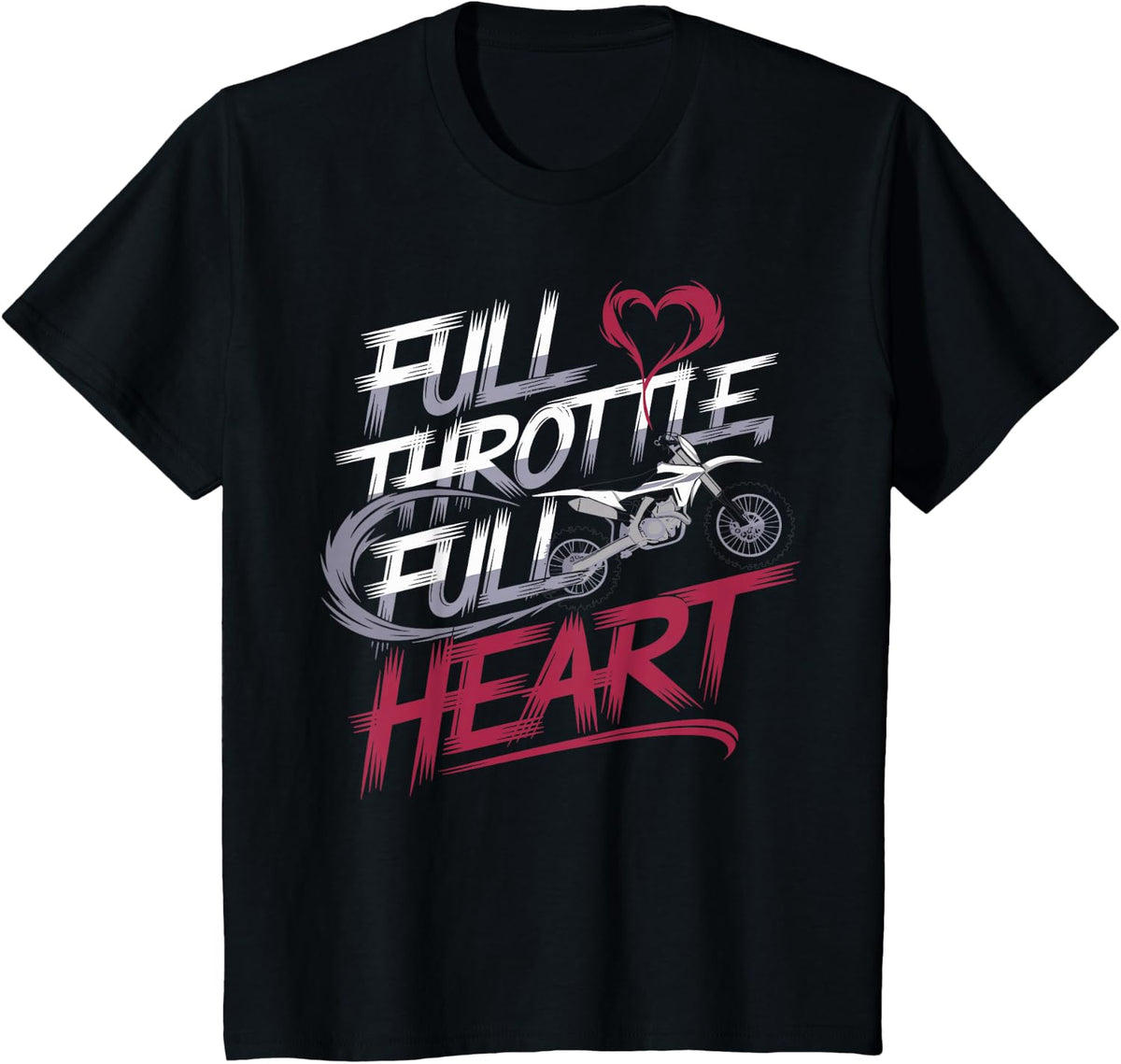 Full Throttle Full Heart Motorcycle Love T-Shirt - Black