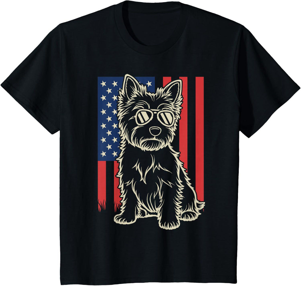 Cairn Terrier Dog Lover 4th of July T-Shirt - Black
