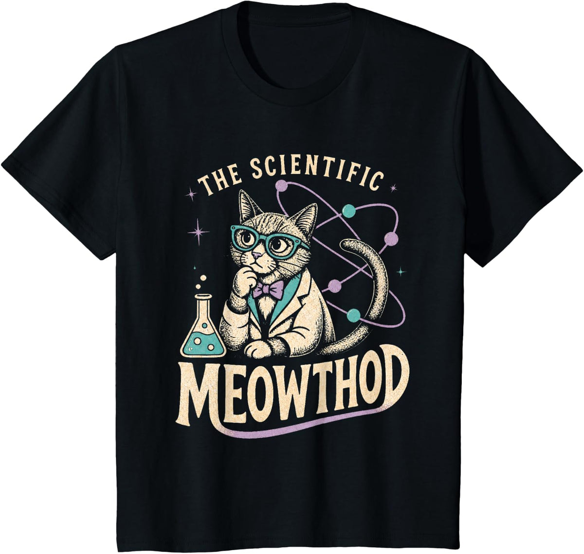 The Scientific Meowthod Funny Science Cat Humor T-Shirt - Black