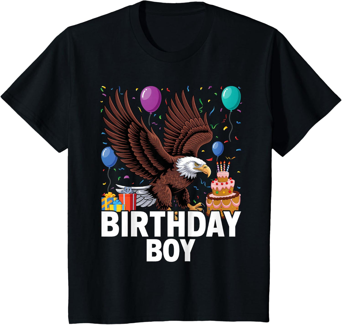Eagle Birthday Boy Party Bird Kids Boys Bald Eagle Birthday T-Shirt - Black