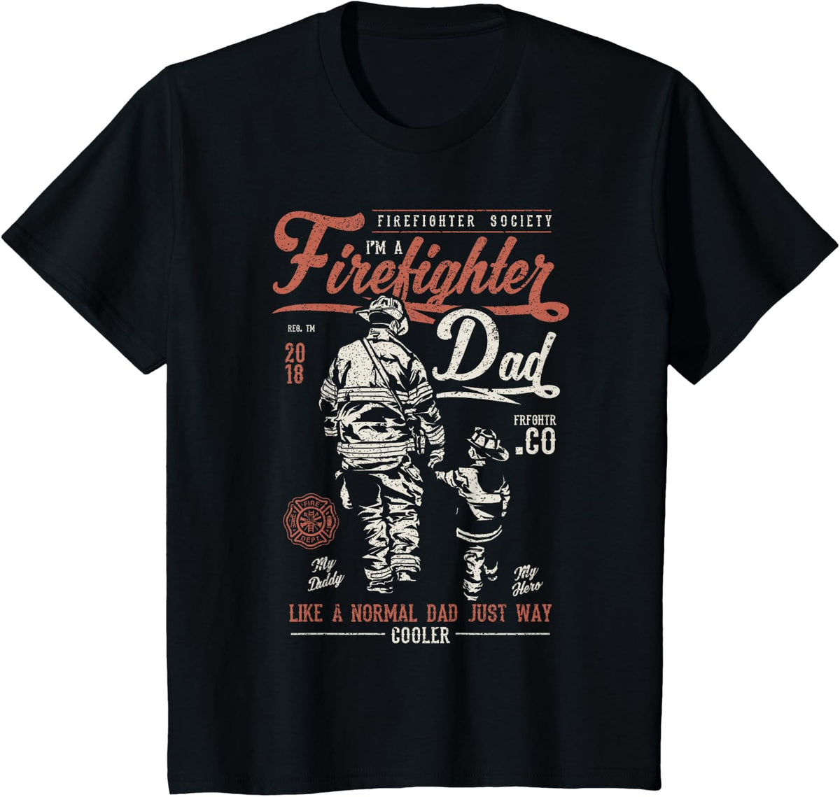 Distressed Firefighter Dad T-Shirt Men Fathers Day Fireman Tees Shirts for Dads - Black