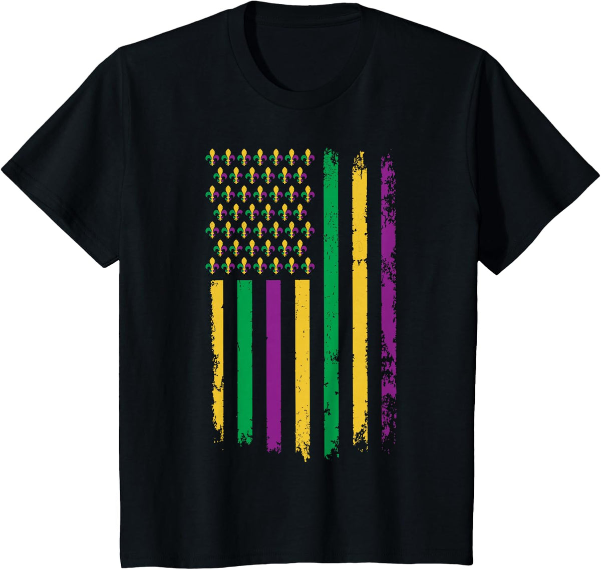 Mardi Gras USA American Flag Crawfish Funny Mardi Gras T-Shirt - Black