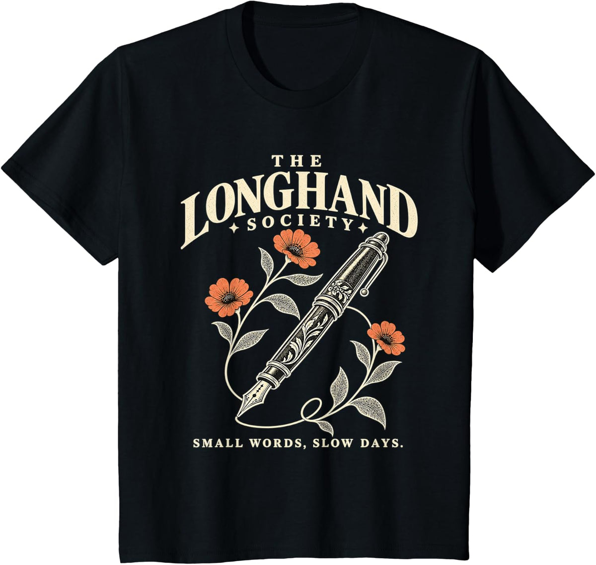 Longhand Society Poetcore Writer Analogue Writing Journaling T-Shirt - Black