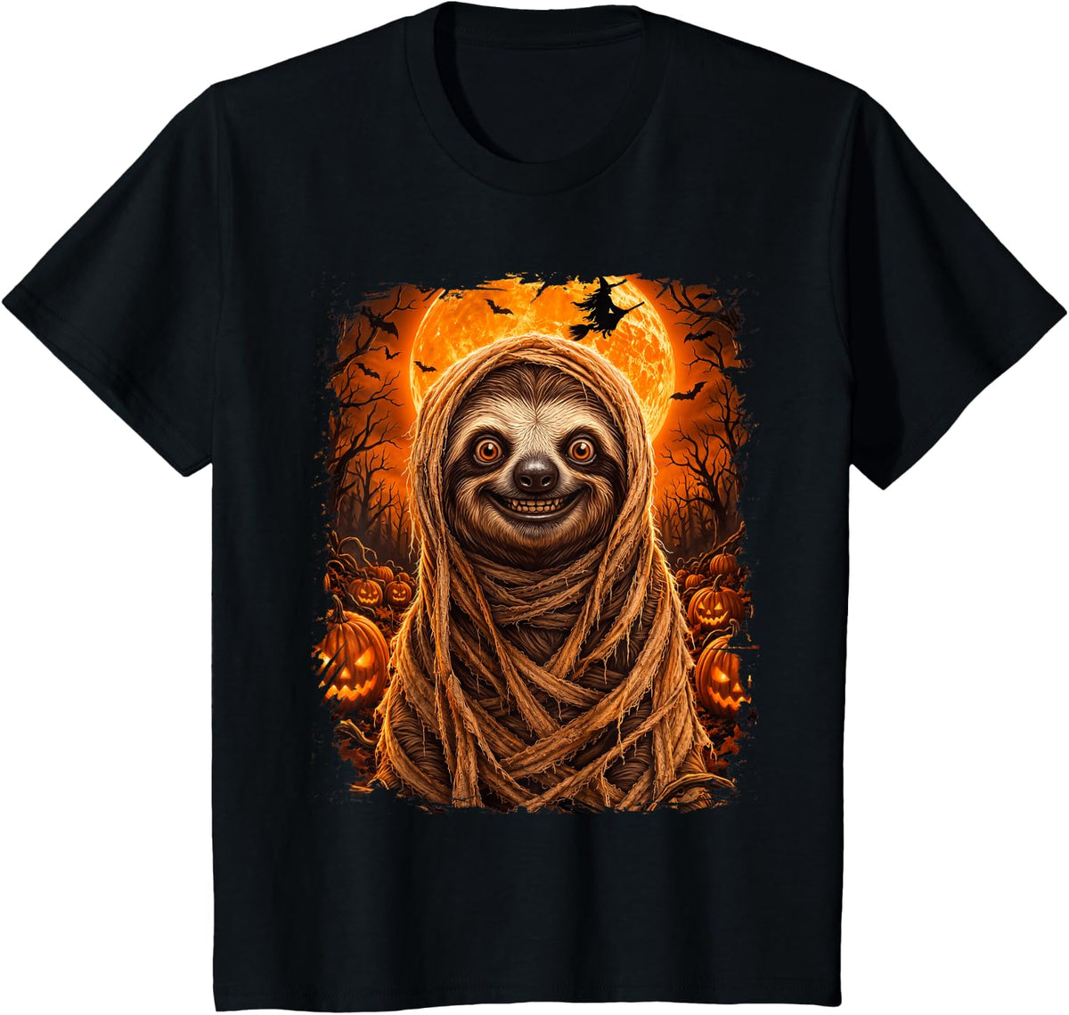 Creepy Sloth Halloween Night T-Shirt - Black