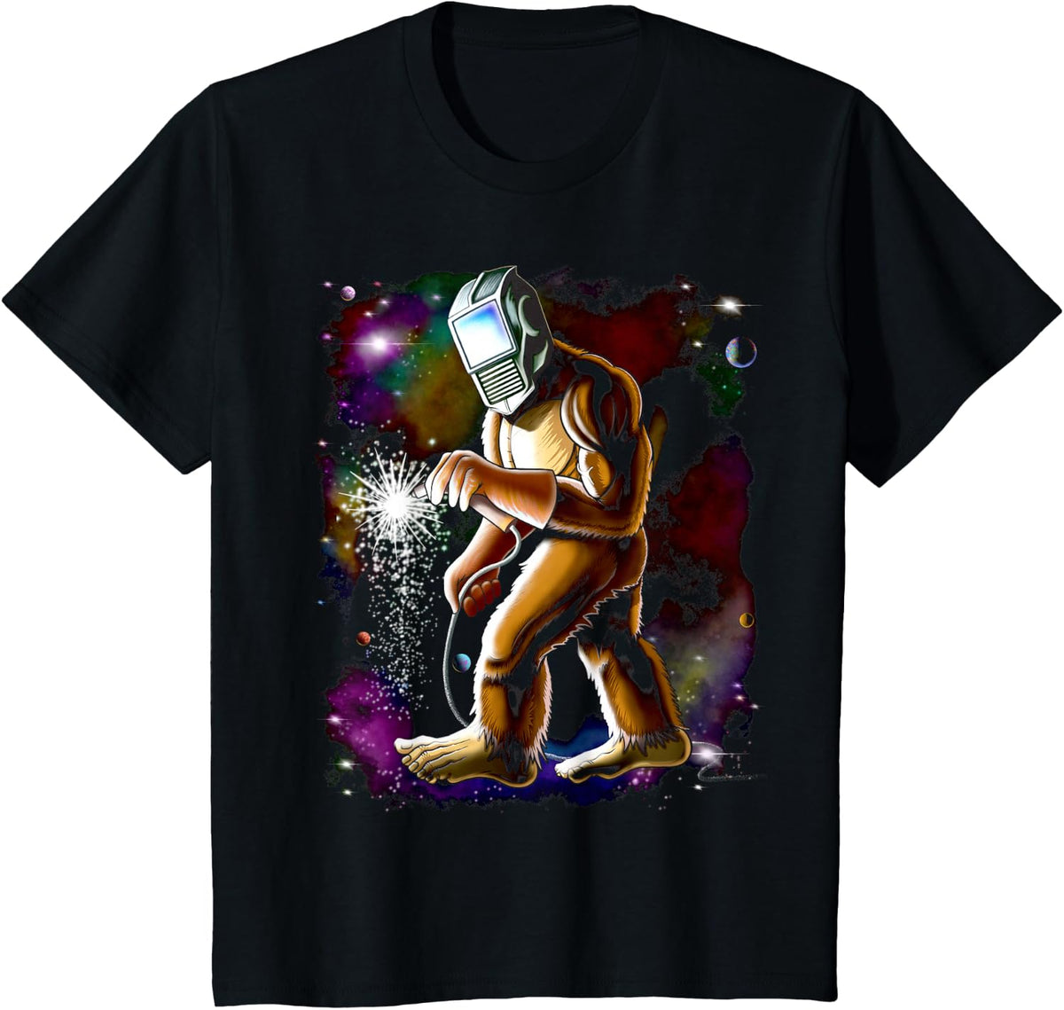 Bigfoot Welder Funny Sasquatch Welders Bigfoot Welding T-Shirt - Black