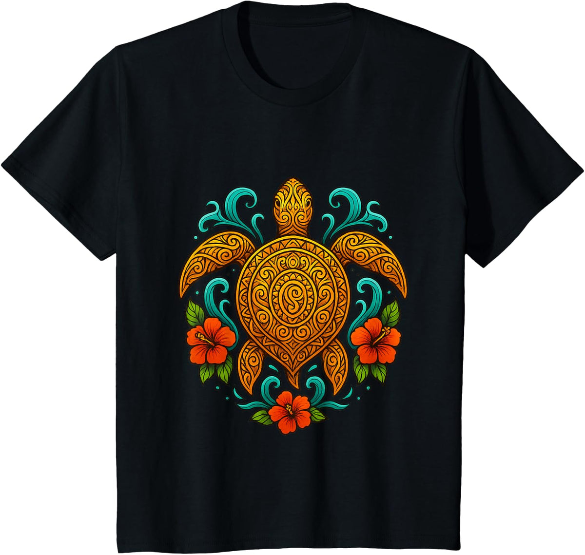 Tribal Hawaiian Sea Turtle – Tropical Polynesian Honu Art T-Shirt - Black