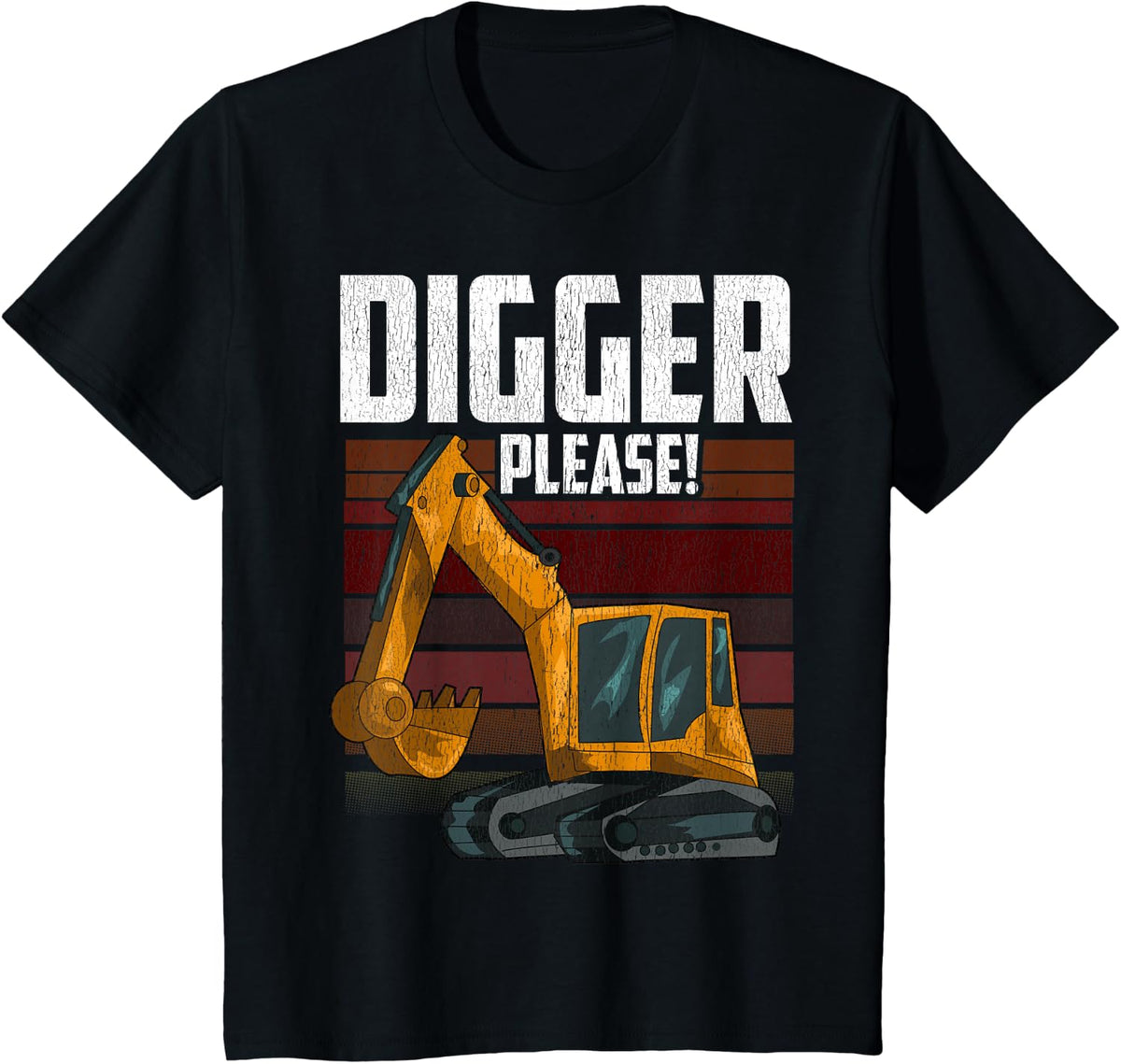 Digger Please Heavy Construction Equipment Vintage Excavator T-Shirt - Black