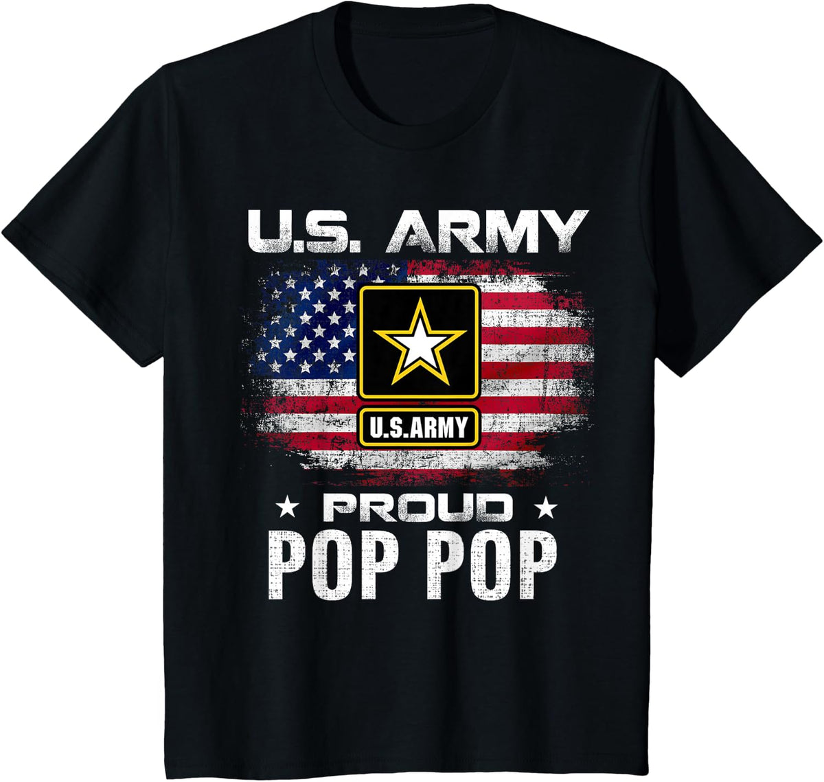 U.S Army Proud Pop Pop With American Flag Gift Veteran Gift T-Shirt - Black
