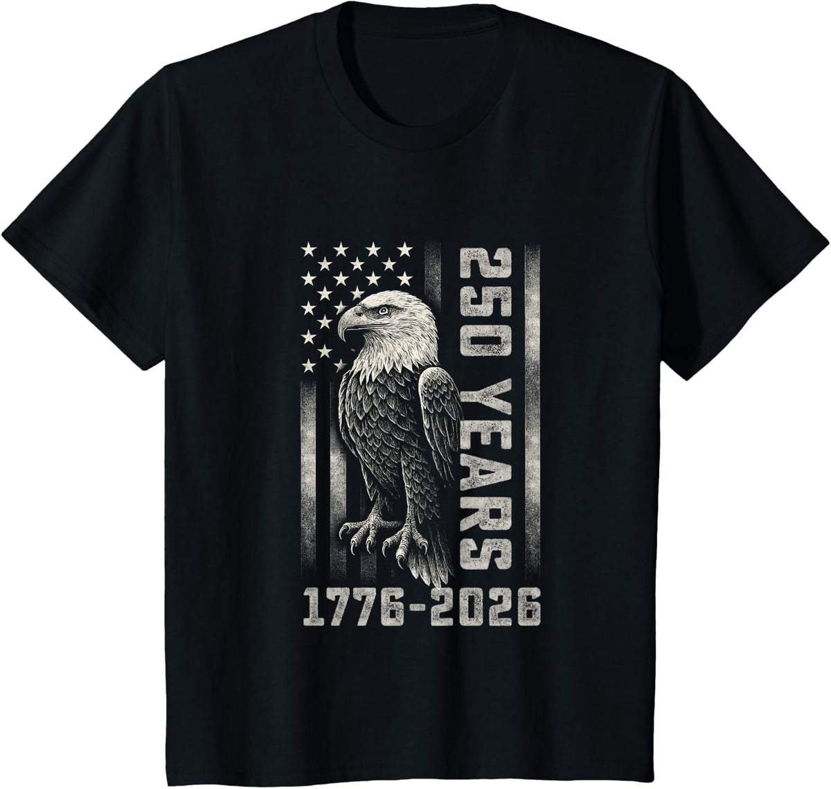 Eagle American Flag USA 250 Years 1776-2026 250th Anniversary Tees T Shirts 4th July - Black