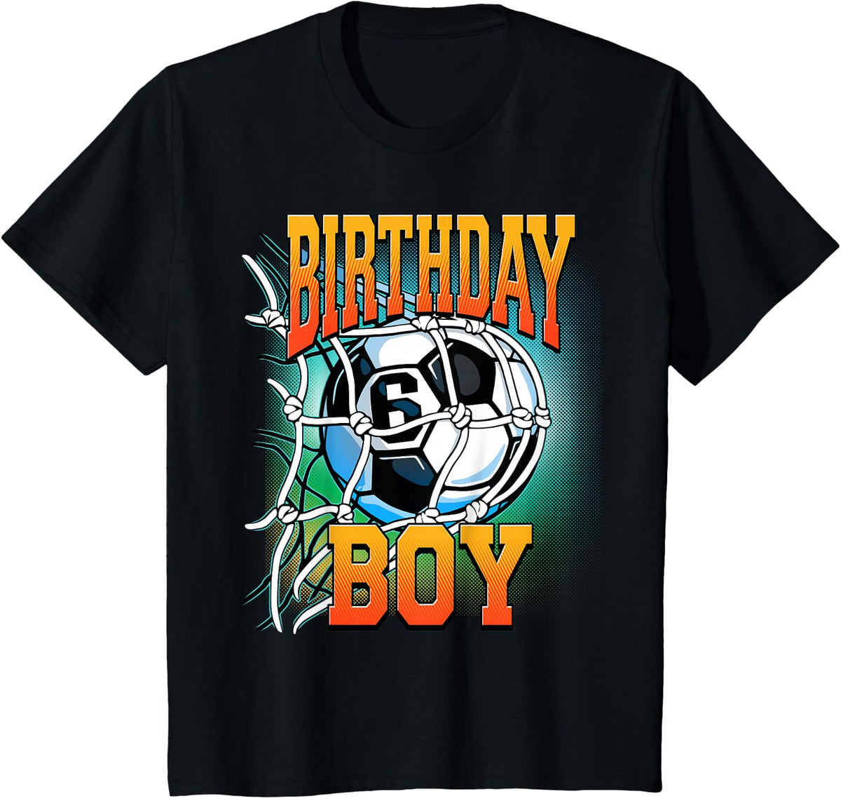 6th Birthday Soccer Shirt For Boy Six | 6 Years Old T-Shirt - Black