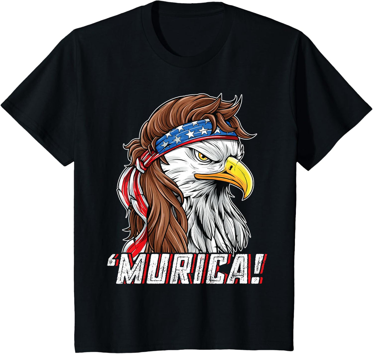 4th of July Bald Eagle Mullet Murica USA USA Merica T-Shirt - Black