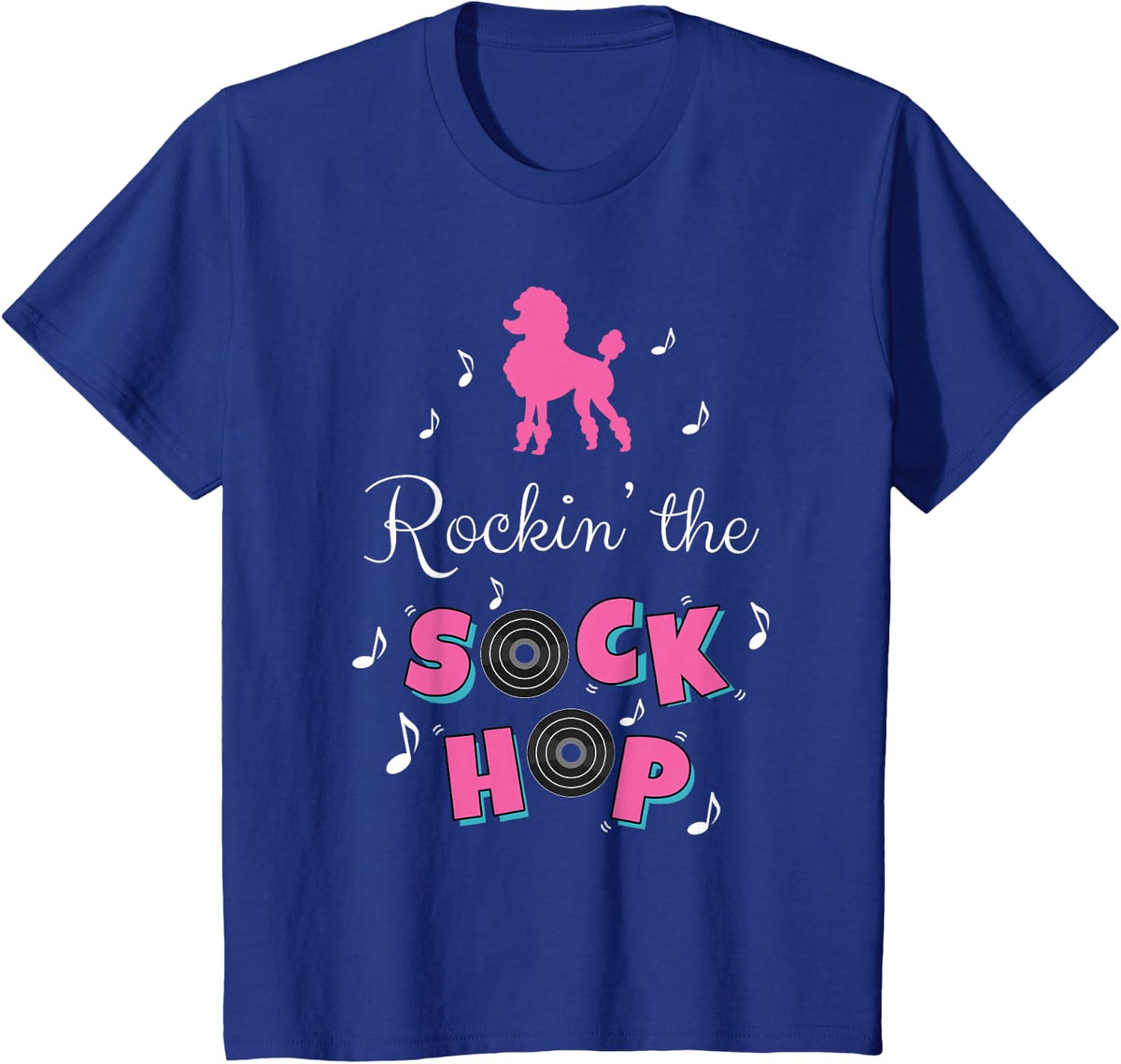 Sock Hop Costume Girls Women Pink Poodle T-Shirt - Royal Blue