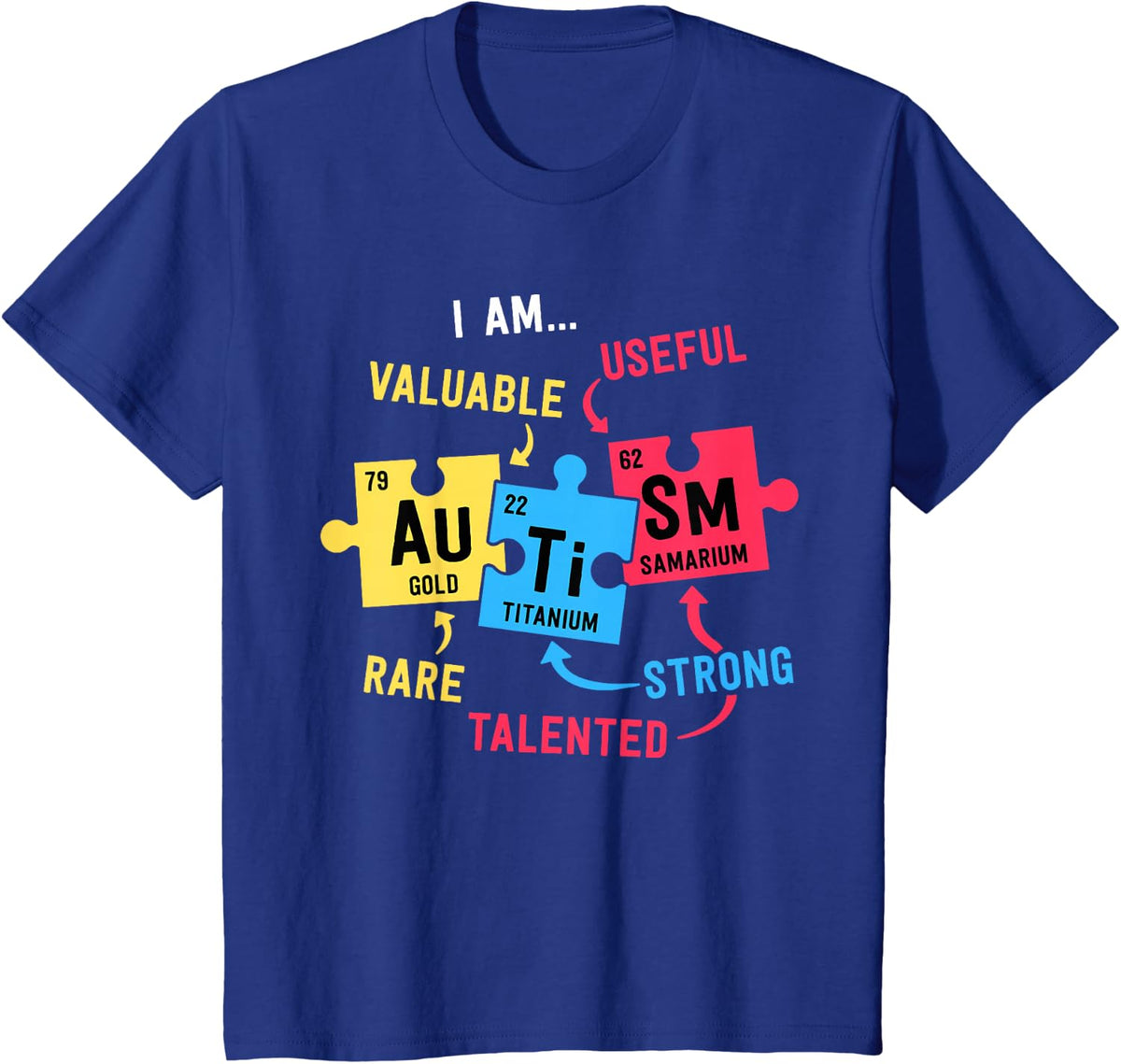 Autism Awareness Shirts Men Boys Periodic Table Elements T-Shirt - Royal Blue