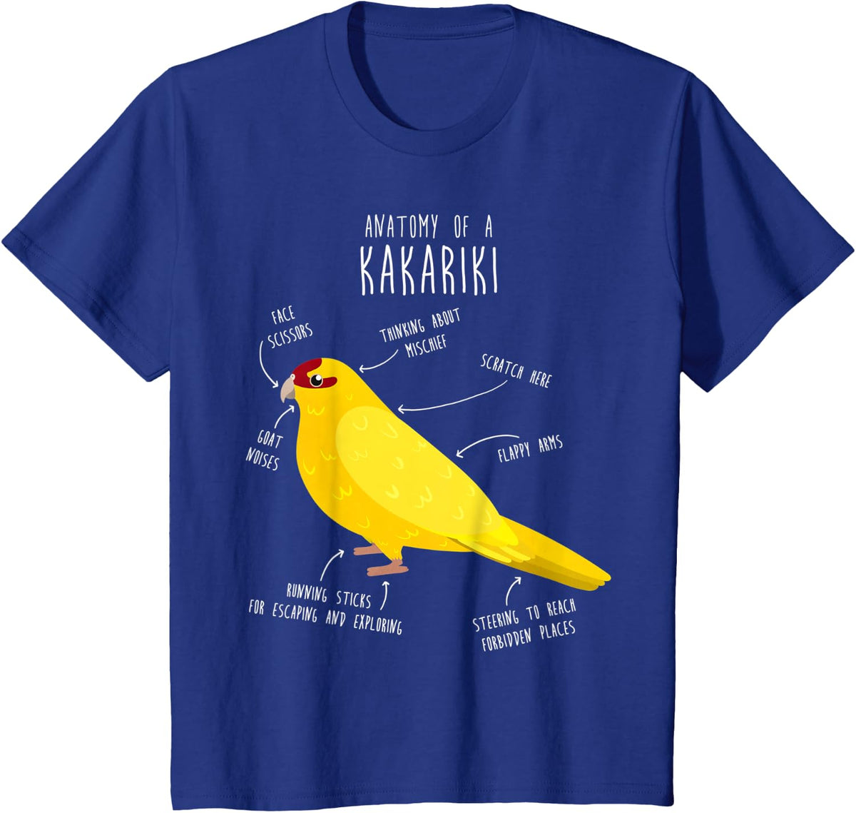 Kakariki Anatomy, Cute Funny Pet New Zealand Bird Parrot T-Shirt - Royal Blue