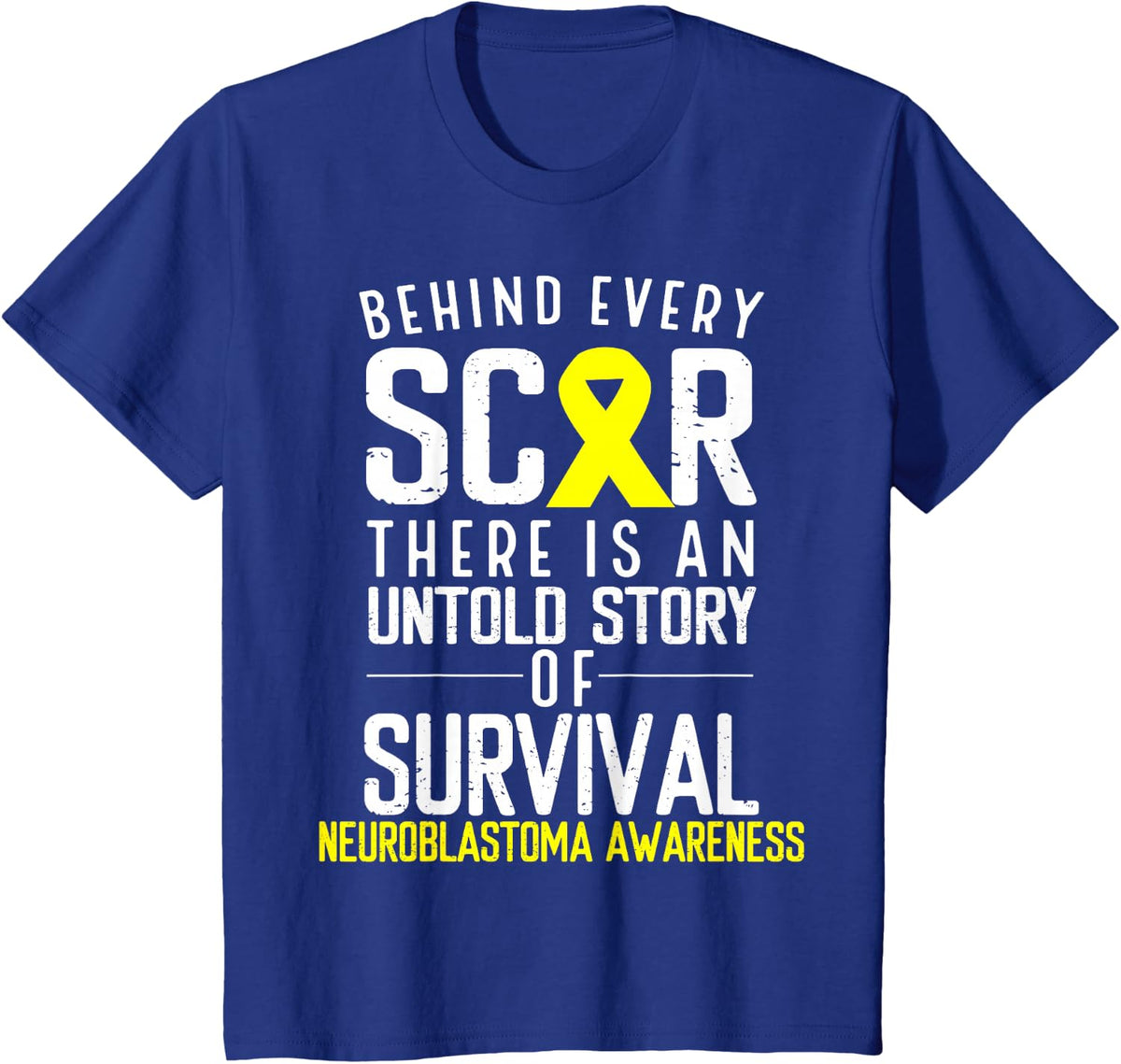 Yellow Ribbon Behind Every Scar Neuroblastoma Awareness T-Shirt - Royal Blue