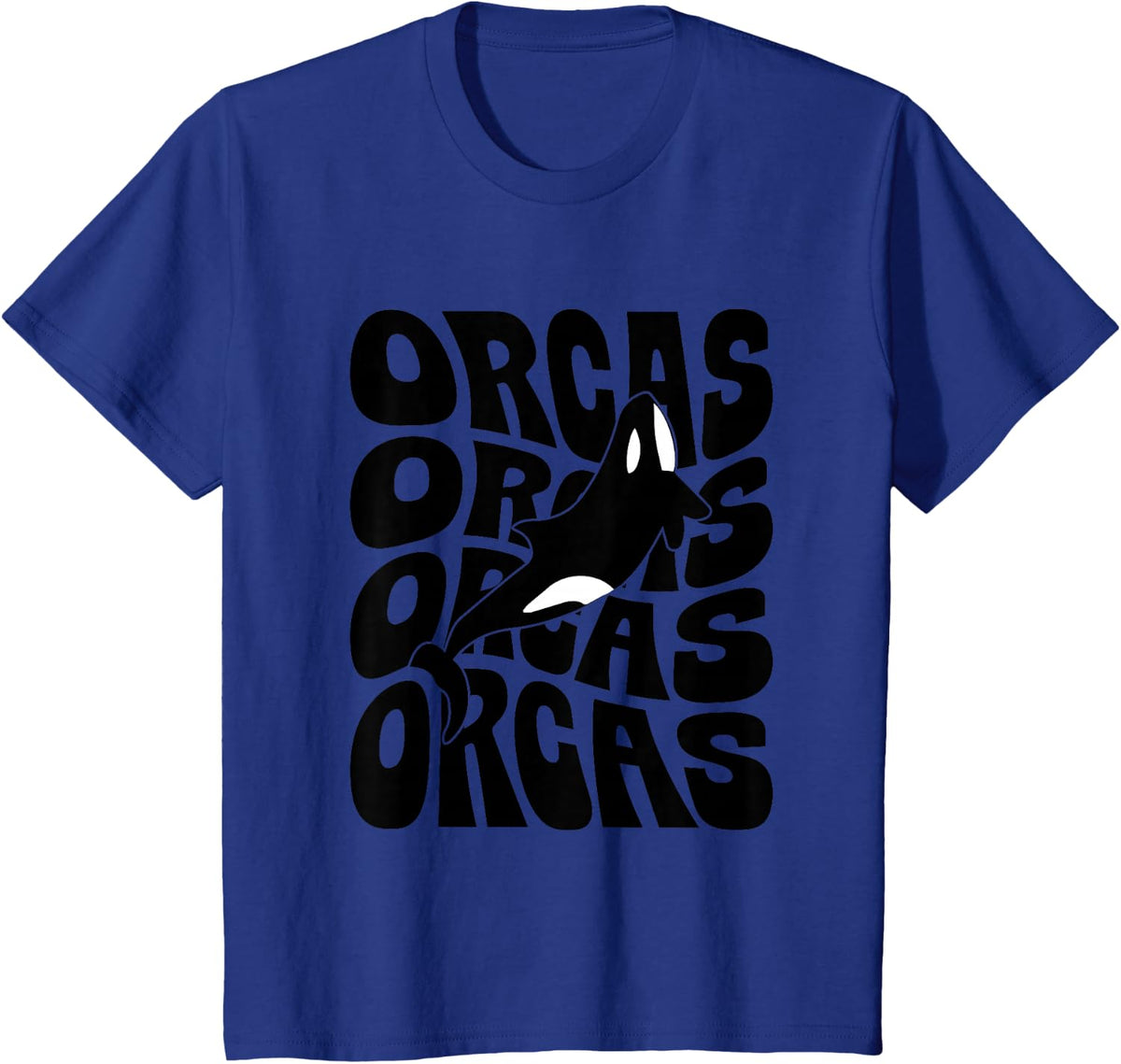 Orcas - Orca Whale Retro Groovy T-Shirt - Royal Blue
