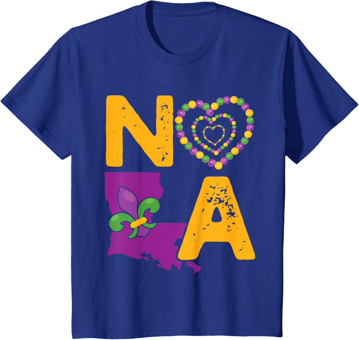 NOLA New Orleans 504 Mardi Gras T-Shirt - Royal Blue