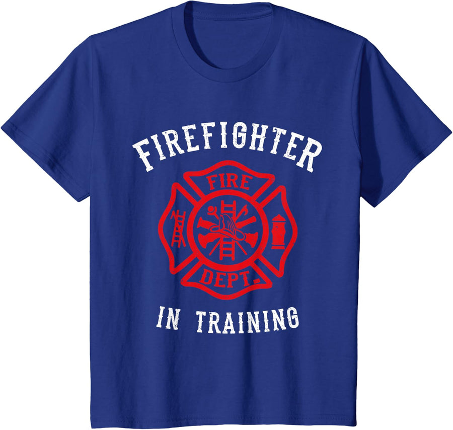 Firefighter Shirt for Kids Cute Toddler Fire Fighter Tee T-Shirt for Boys Girls - Royal Blue
