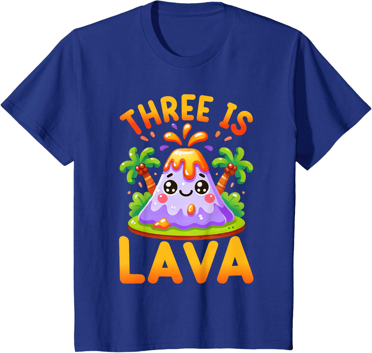 Volcano 3rd Birthday Party Third Is Lava Geology Lover T-Shirt - Royal Blue
