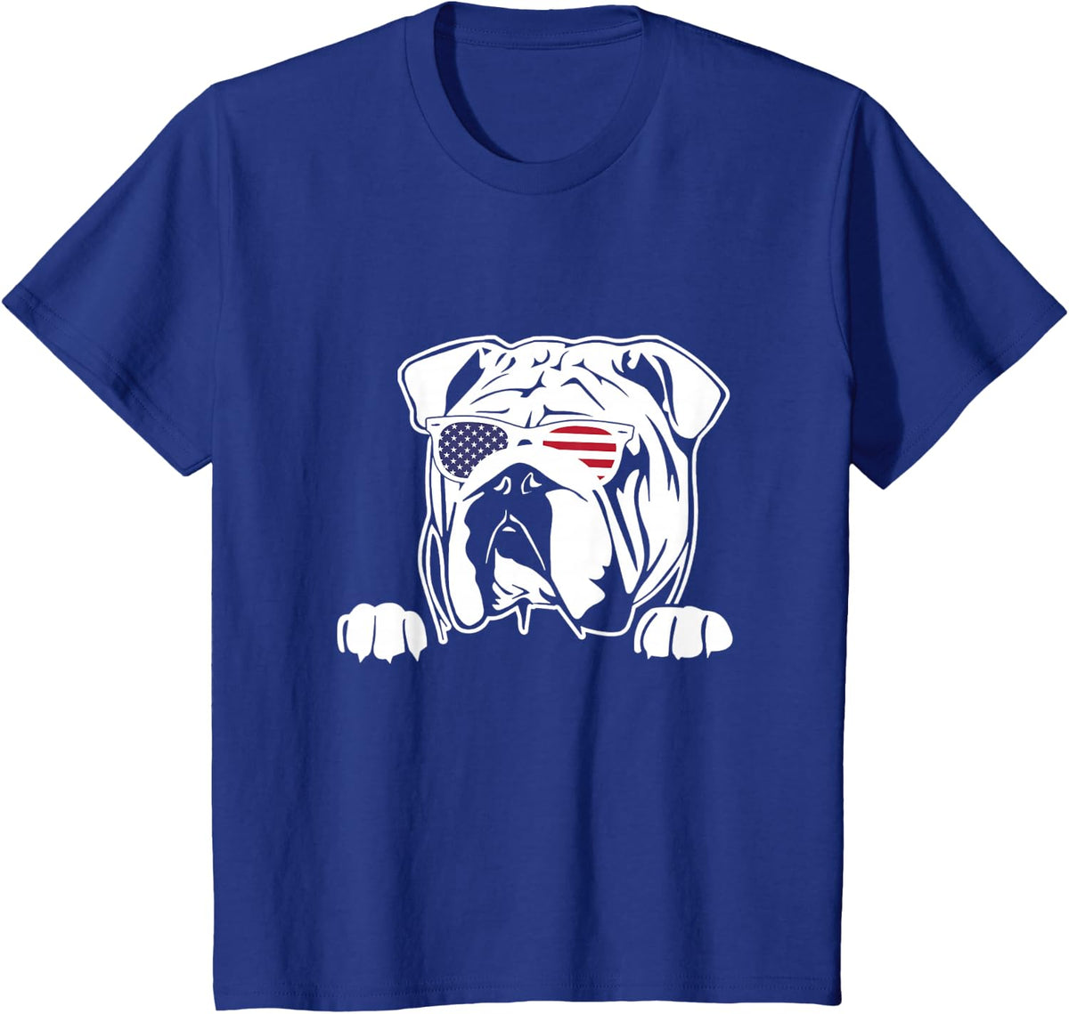 Olde English Bulldogge American Flag T-Shirt - Royal Blue