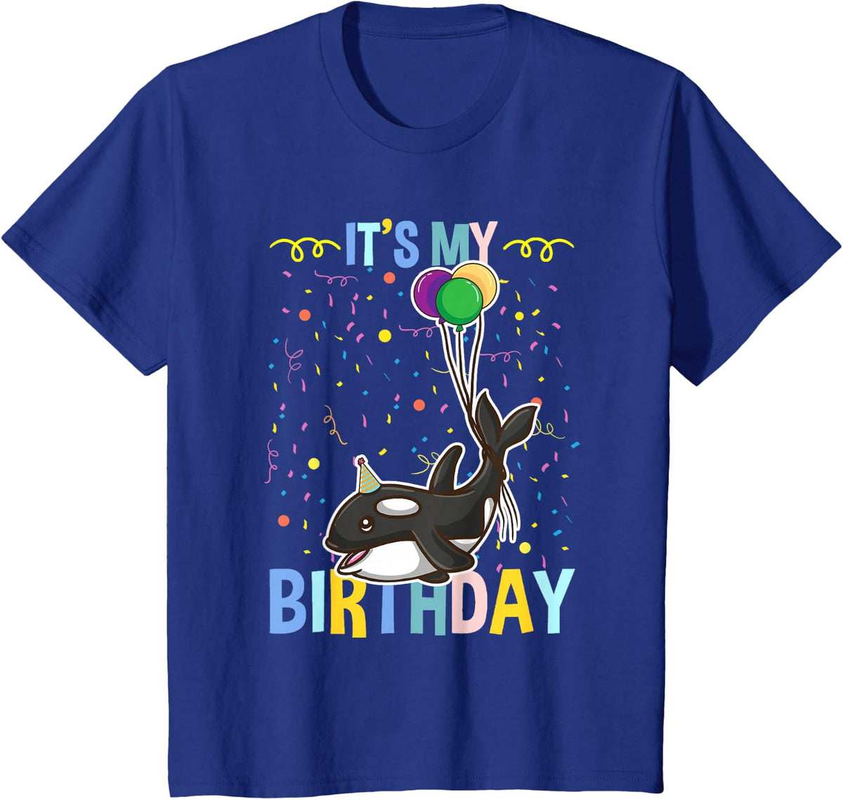 Its My Birthday Orca Sea Animal T-Shirt - Royal Blue