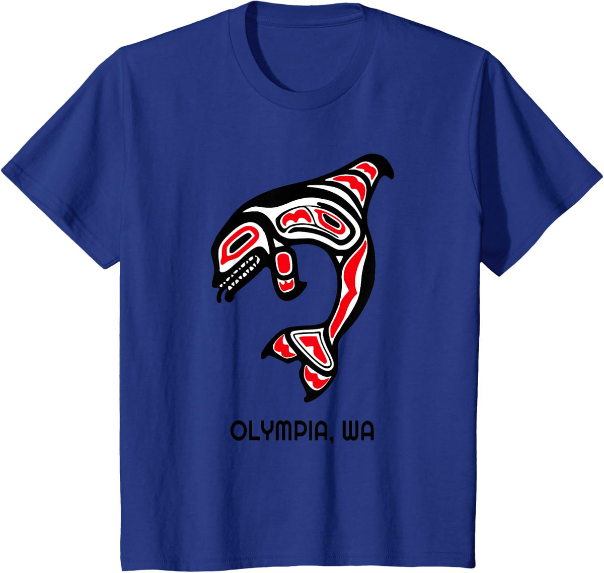 Olympia Washington Native American Indian Orca Killer Whales T-Shirt - Royal Blue