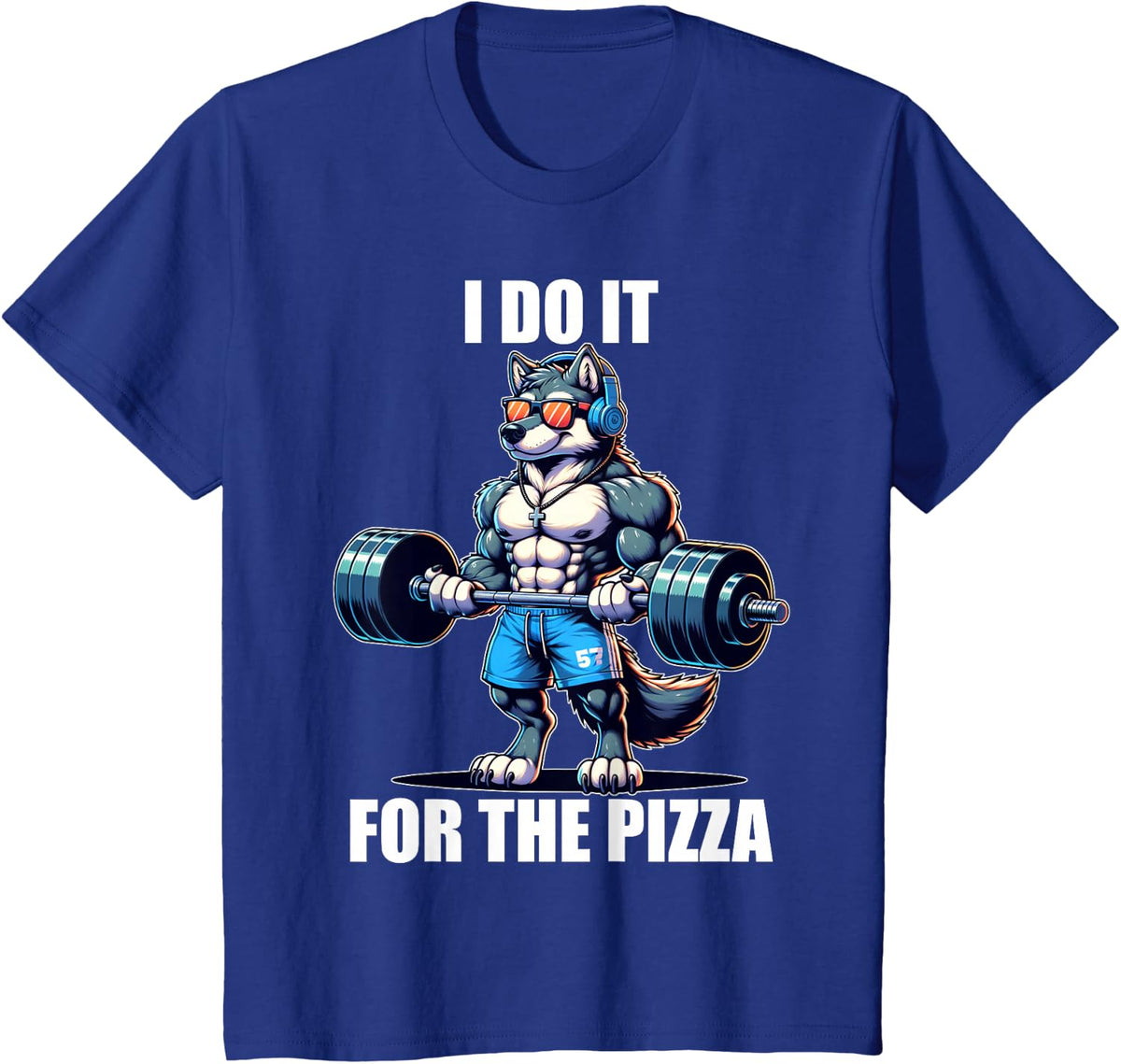 Wolf Funny Gym Weightlifting Bodybuilder Fitness Workout T-Shirt, Small, Black - Royal Blue