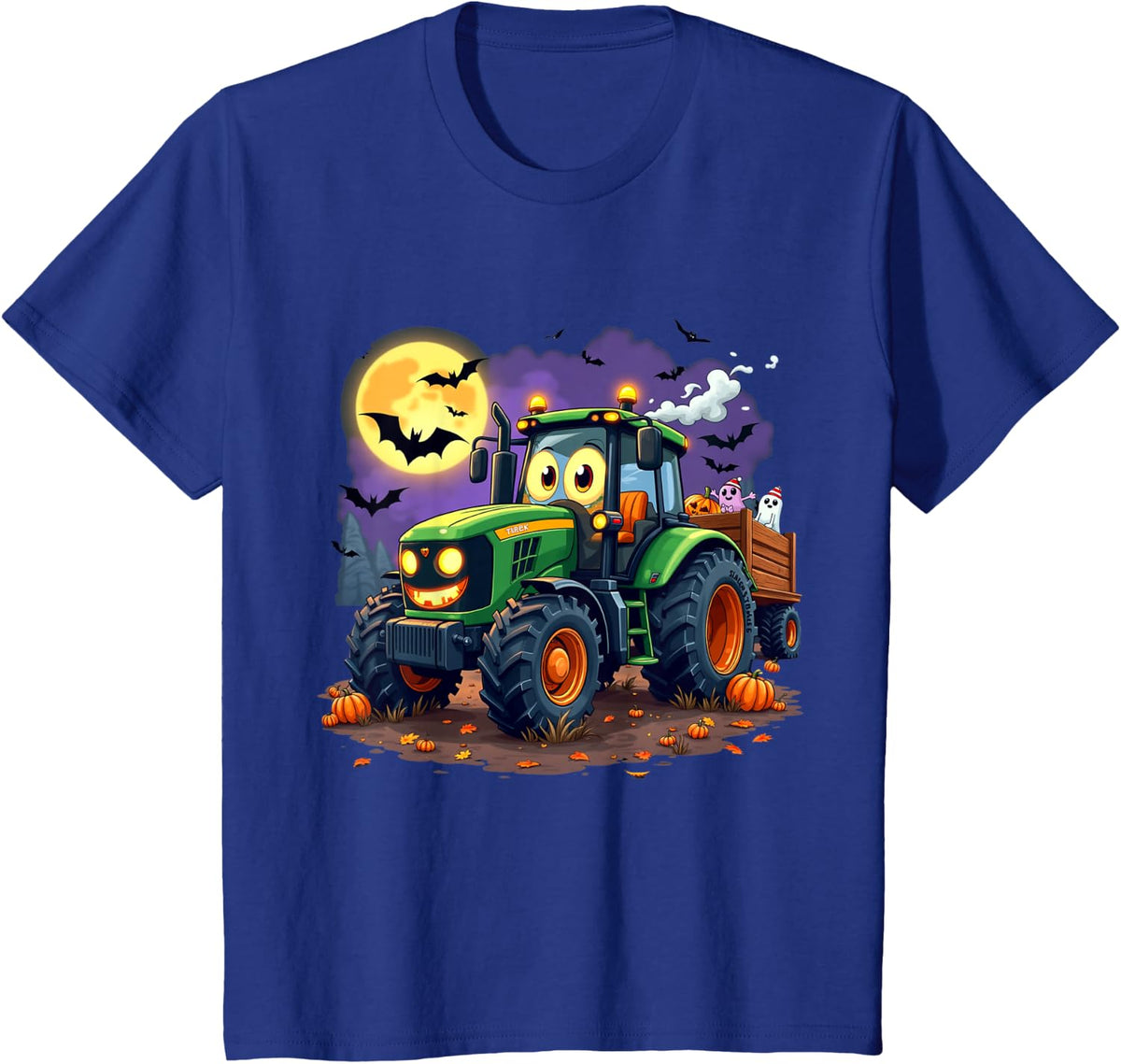 Scary Tractor Treats Halloween Fun for Boys, Kids and Toddlers T-Shirt - Royal Blue